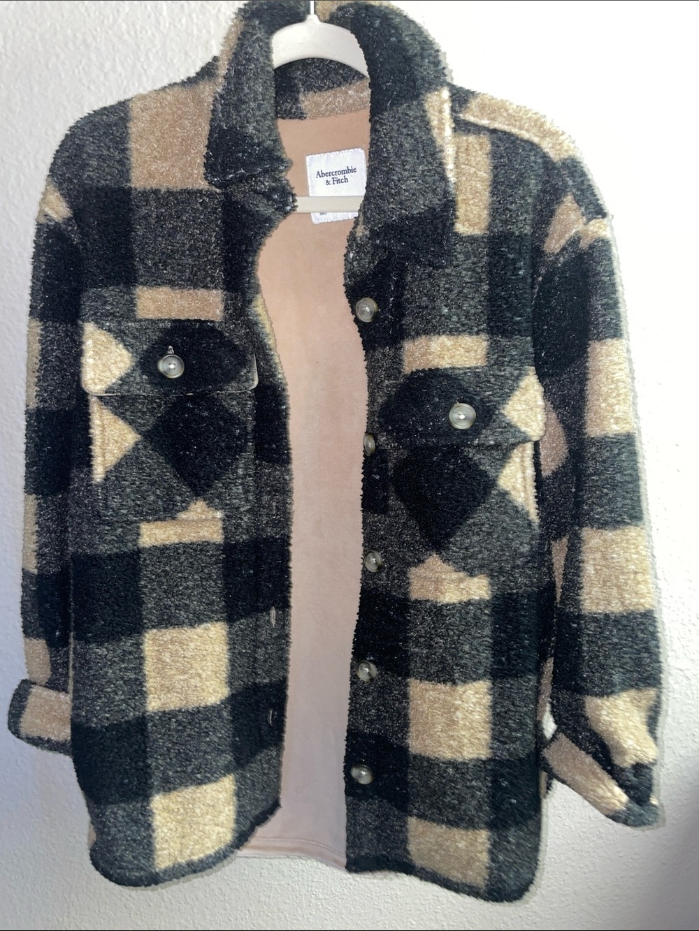 Abercrombie & Fitch Black and Tan Plaid Shacket